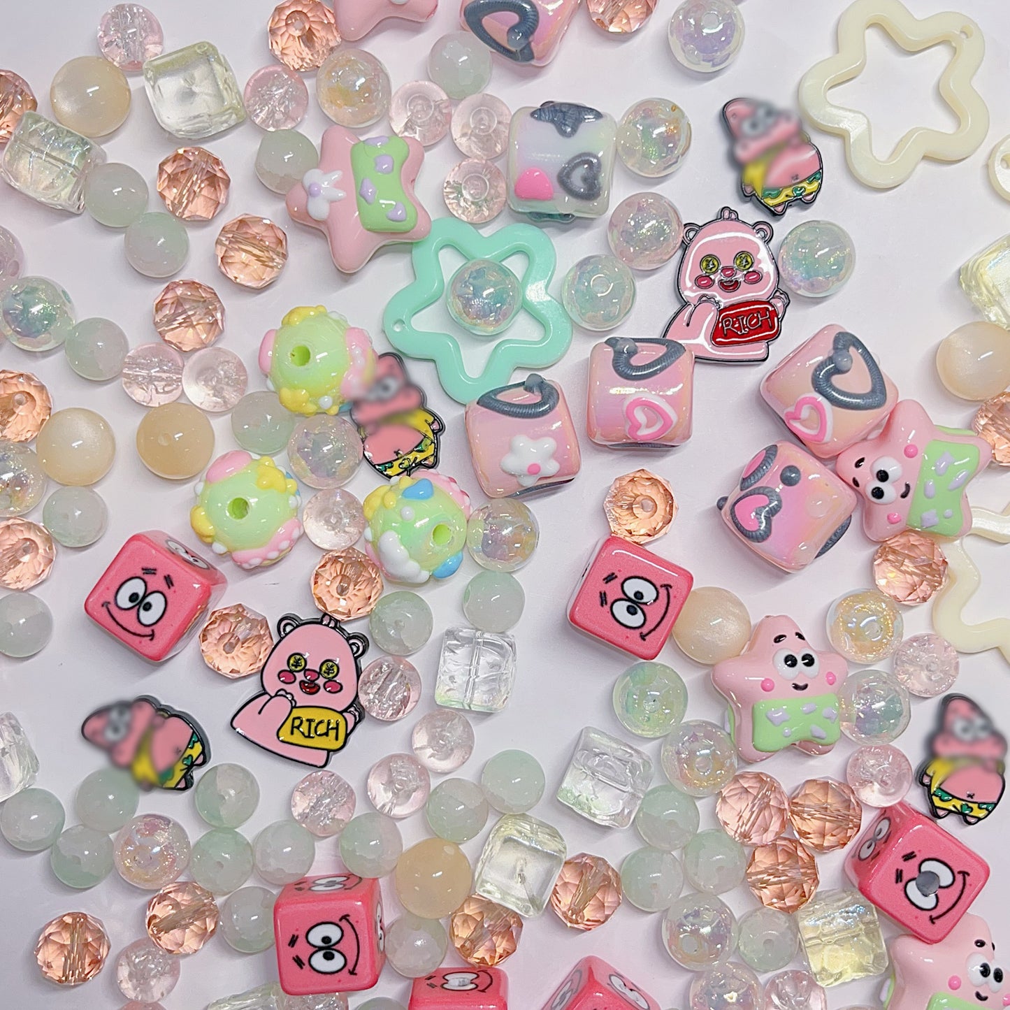 【BZ 191】スターフレンズー高品質ガラスビーズ&ペイントビーズ&一部夜光&レジンビーズ&スターライトビーズ(希土晶晶)&メタル