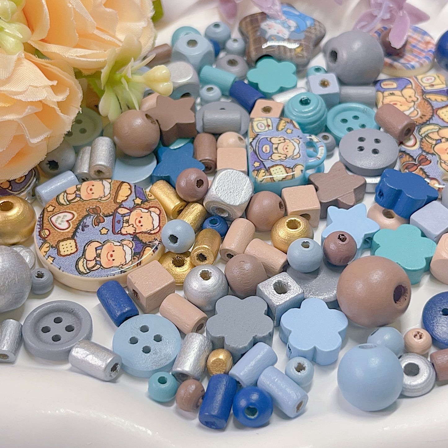 【BZ 261】バターベアーー高品質木素材ビーズ&アクリルビーズ