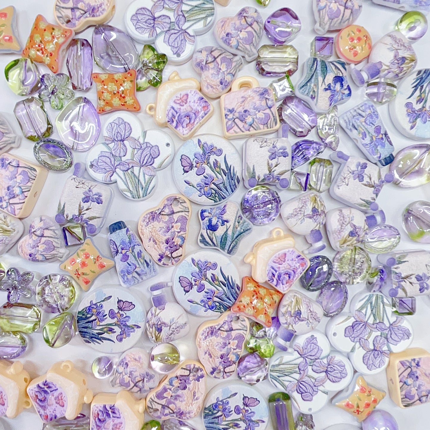 【特別奉仕品】刺繍アヤメー刺繍デザイン レリーフ加工ビーズ