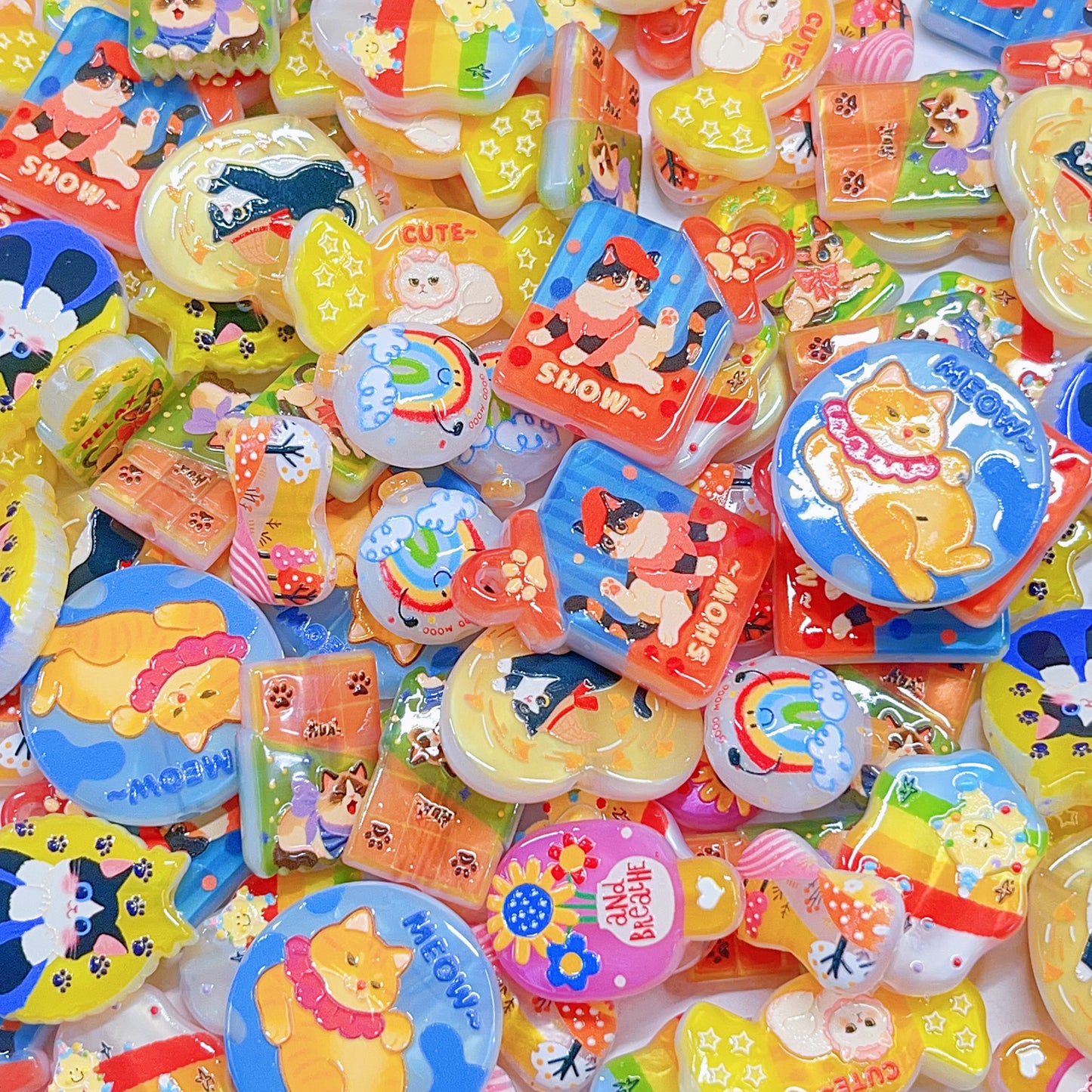 【特別奉仕品】カラフルにゃんーレリーフ加工 夜光