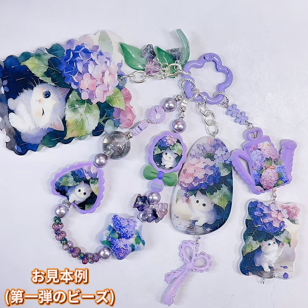 【特別奉仕品】紫陽花とにゃんこ【第二弾】-シルク手触り マット感 滑らかな手触り レリーフ加工ーNEW