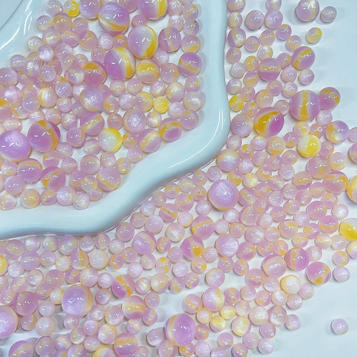 【BZ 1154】ふんわり彩りー高品質樹脂ビーズ(夜光) ちゅるんちゅるん 6mm&8mm&10mm&12mmーNEW