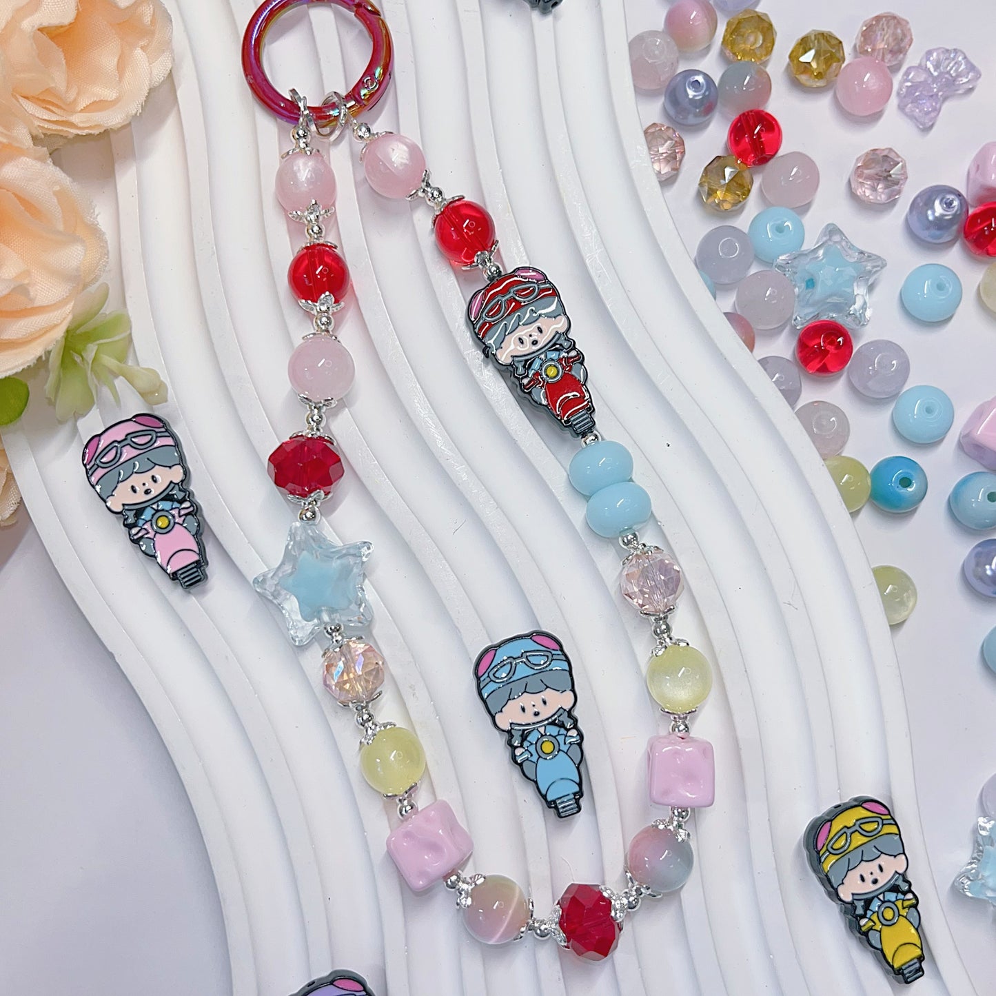 【BZ 185】ヤッピー原付初心者ー高品質ガラスビーズ&キャツアイ&レジンビーズ&スターライトビーズ(希土晶晶)