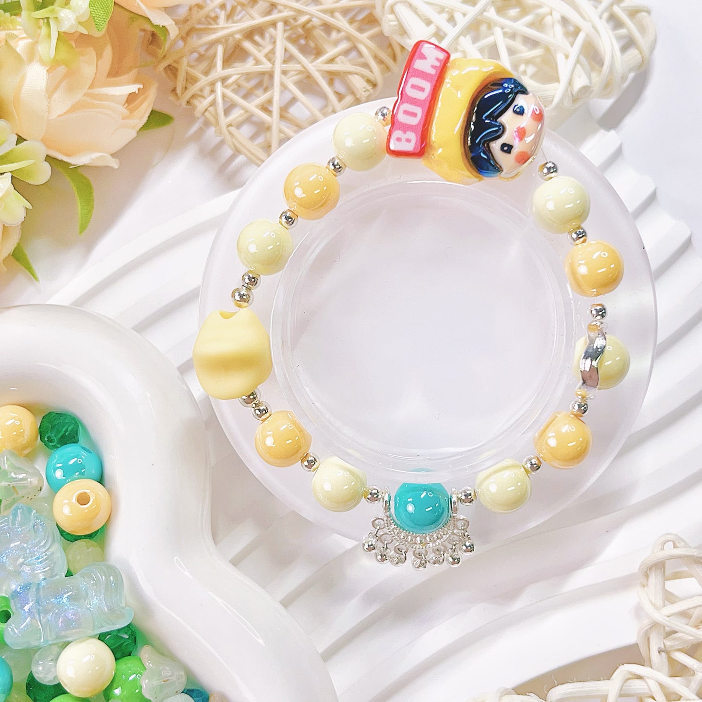 【BZ15】晩夏  　高品質アクリルビーズ　部分蓄光　（ストラップ、ブレスレットなどDIY ）
