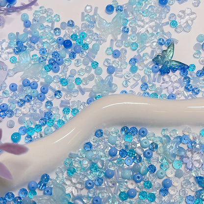 【BZ 378】水天一碧ー高品質ガラスビーズ&アクリルビーズ&スターライトビーズ&キャツアイ　４ｍｍ