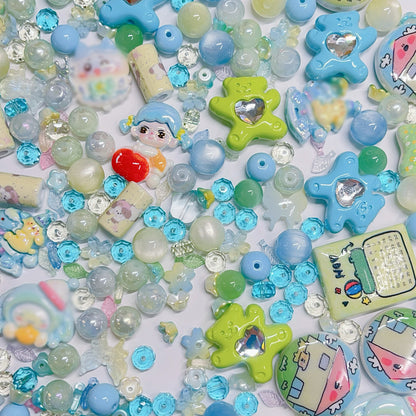 【BZ 395】癒し時間ー高品質アクリルビーズ&レジンビーズ（一部夜光）&希土晶晶&キャツアイ&イラストビーズ&キラキラストーンビーズ（プレゼント付き）