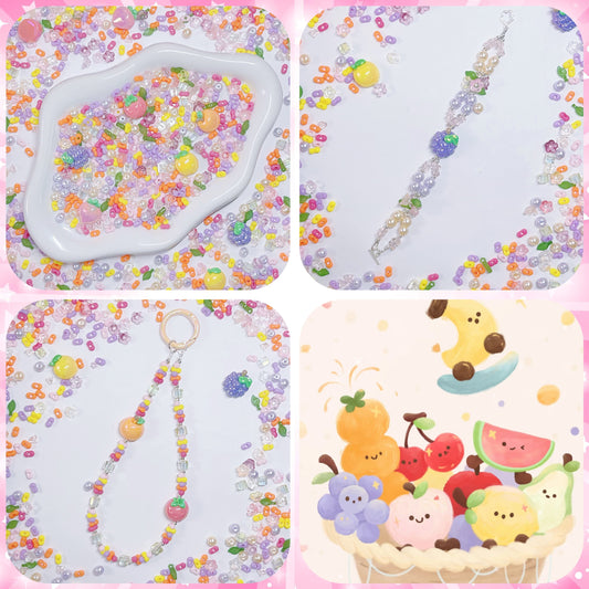 【BZ 445】南国の夏ー高品質カラフルピーナッツビーズ&レジンビーズ（夜光）&ガラスビーズ&希土晶晶