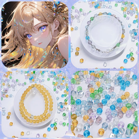 【BZ 460】宝石姫ー高品質ガラスビーズ&希土晶晶 　パステルカラー　透明感高い