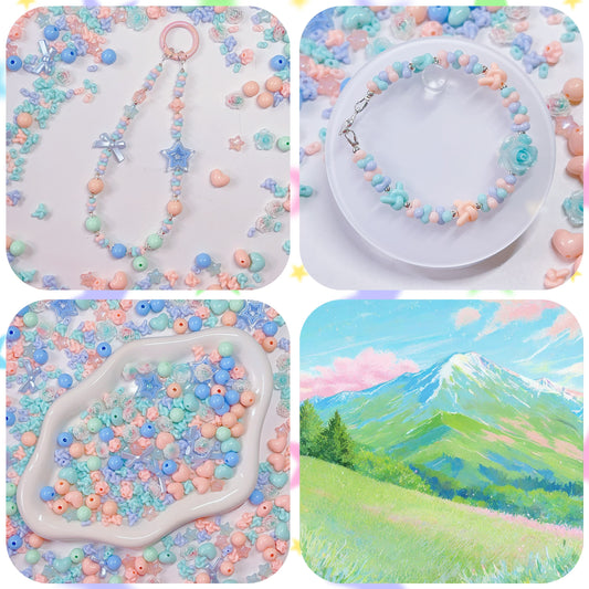 【キャンペーン-BUY 1 SERVICE 1】牧場風景ー高品質アクリルビーズ&レジンビーズ（夜光）&柔らかい素材フラワー（夜光）