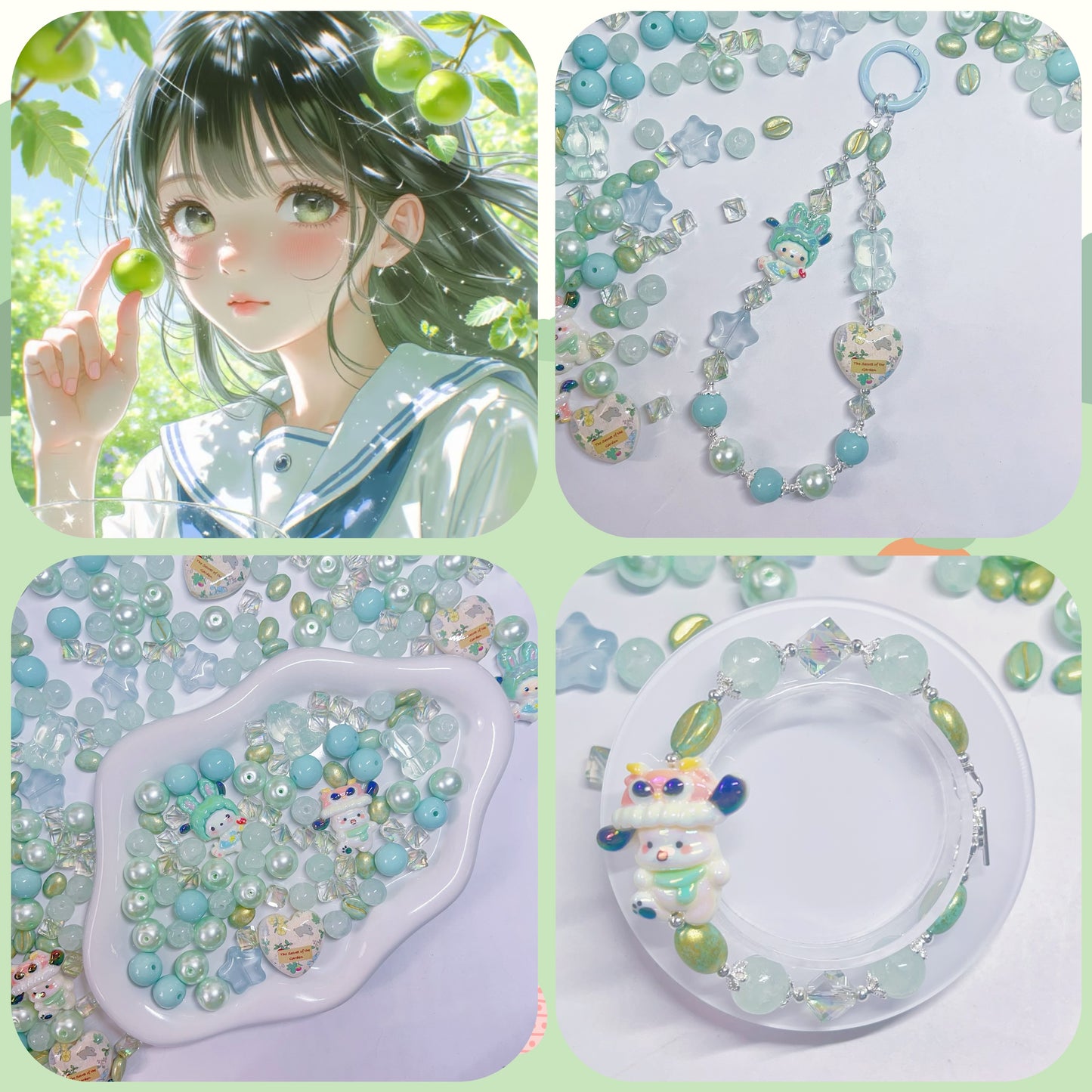 【BZ 471】青梅記憶ー高品質ガラスビーズ&アクリルビーズ&希土晶晶&イラストビーズ
