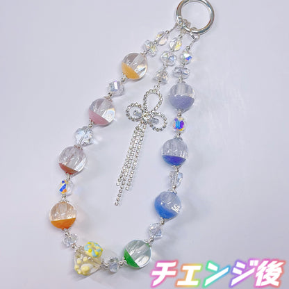 【BZ 591】雪の城ー高品質ハンドメイド樹脂ビーズ&カラーチェンジ&ちゅるんちゅるん&ラメ入り　16mm
