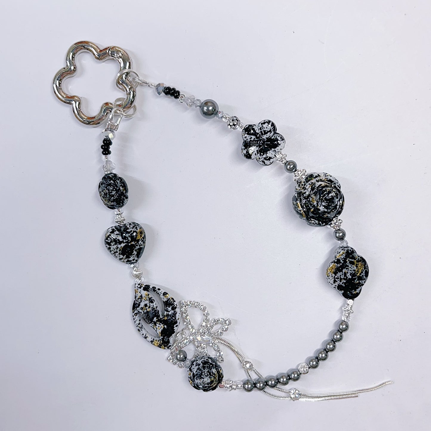 【BZ 697】水墨ー高品質アクリルビーズ　豊かなデザイン　落ち着いた色味