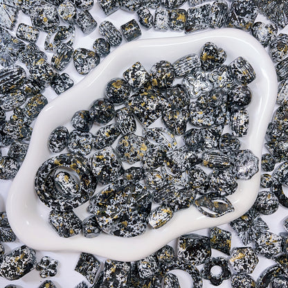 【BZ 697】水墨ー高品質アクリルビーズ　豊かなデザイン　落ち着いた色味