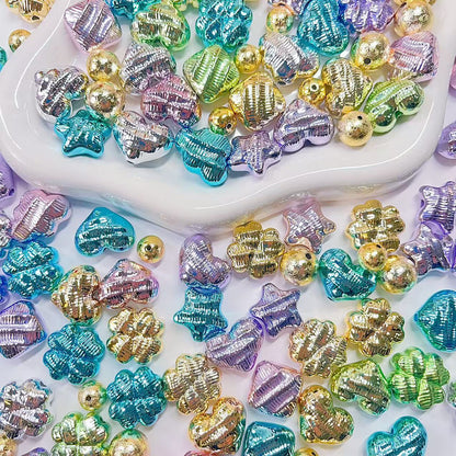 【BZ 735】おしゃれメタリックー高品質メッキ加工メタリックカラーアクリルビーズ　ポップなカラー　豊かなデザイン