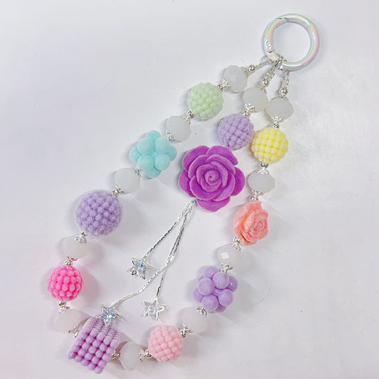 【BZ 744】ふわふわーフロッキー素材ビーズミックス　豊かなデザイン　穴あき　パステルカラー