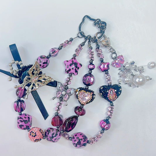 【BZ 745】爛漫な黒紫ー高品質アクリルビーズ　キラキラビジュービーズ　大人系