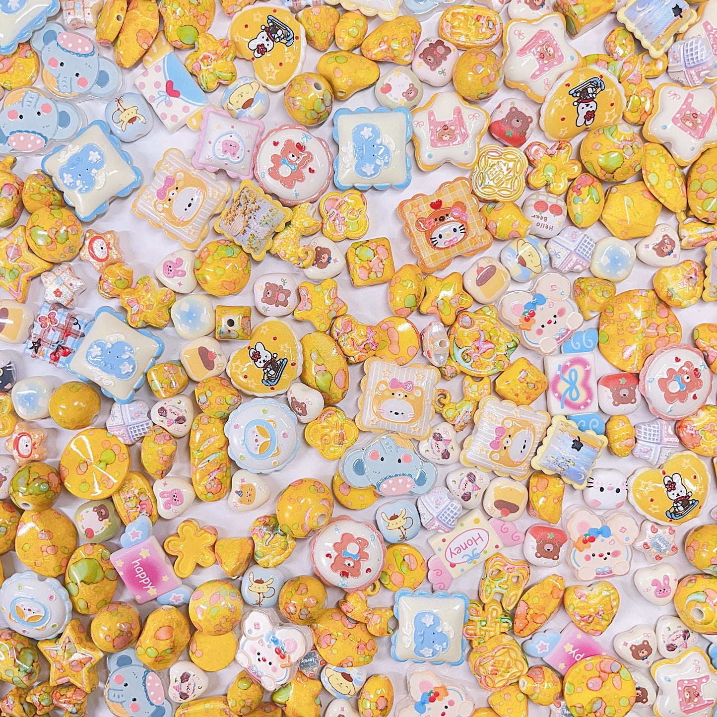 【BZ 798】元気楽園ー高品質バロック風アクリルビーズ　レリーフ加工ビーズ　小サイズMIX　合わせやすい　豊かなデザイン