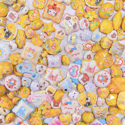 【BZ 798】元気楽園ー高品質バロック風アクリルビーズ　レリーフ加工ビーズ　小サイズMIX　合わせやすい　豊かなデザイン