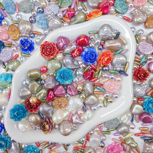 【BZ 826】敦煌の舞ーUVメッキ加工ビーズ&ピカソガラスビーズ&AK天女パール&ソフト夜光薔薇　優雅でレトロ感