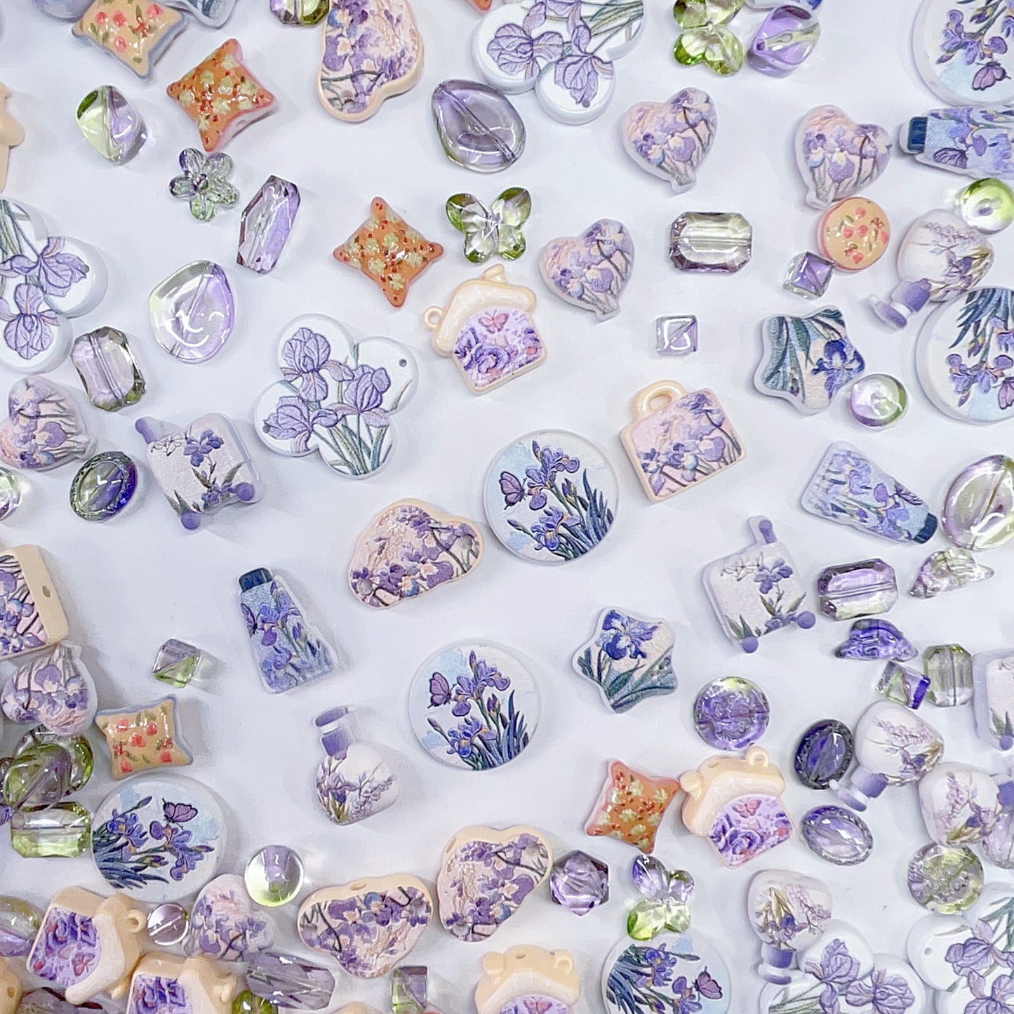 【特別奉仕品】刺繍アヤメー刺繍デザイン　レリーフ加工ビーズ
