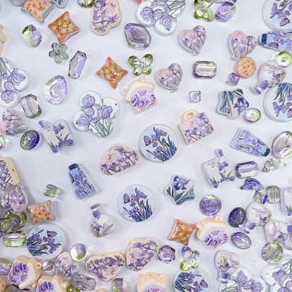 【特別奉仕品】刺繍アヤメー刺繍デザイン　レリーフ加工ビーズ