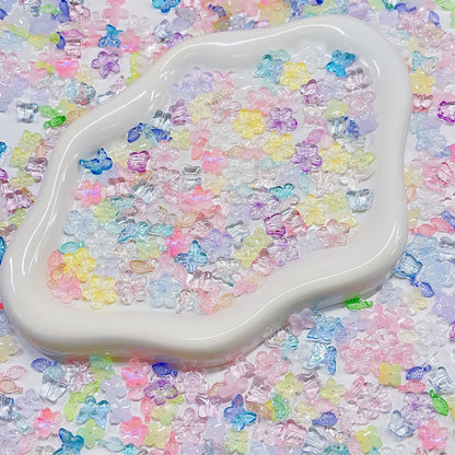 【BZ 922】ちびフラワーー高品質ガラスビーズ　小サイズ　パステルカラー　万能ビーズ　可愛い花ビーズMIX