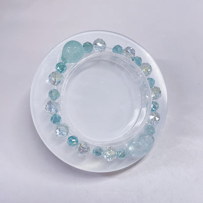 【BZ 930】沖縄の海ー高品質ガラスビーズ&メッキ加工アクリルビーズ&希土晶晶&合成寿山石ビーズ　癒しミントグリーンミックス　大人系