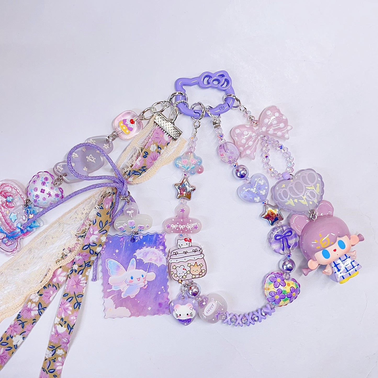 【BZ 964】ふんわりパープルー高品質アクリルビーズ　レリーフ加工ビーズ（一部夜光）　小サイズMIX　合わせやすい　可愛いビーズもりもり