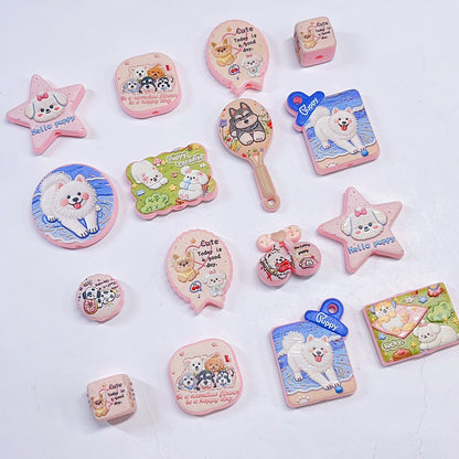 【特別奉仕品】ワンワン大会ー刺繍デザイン　レリーフ加工ビーズ