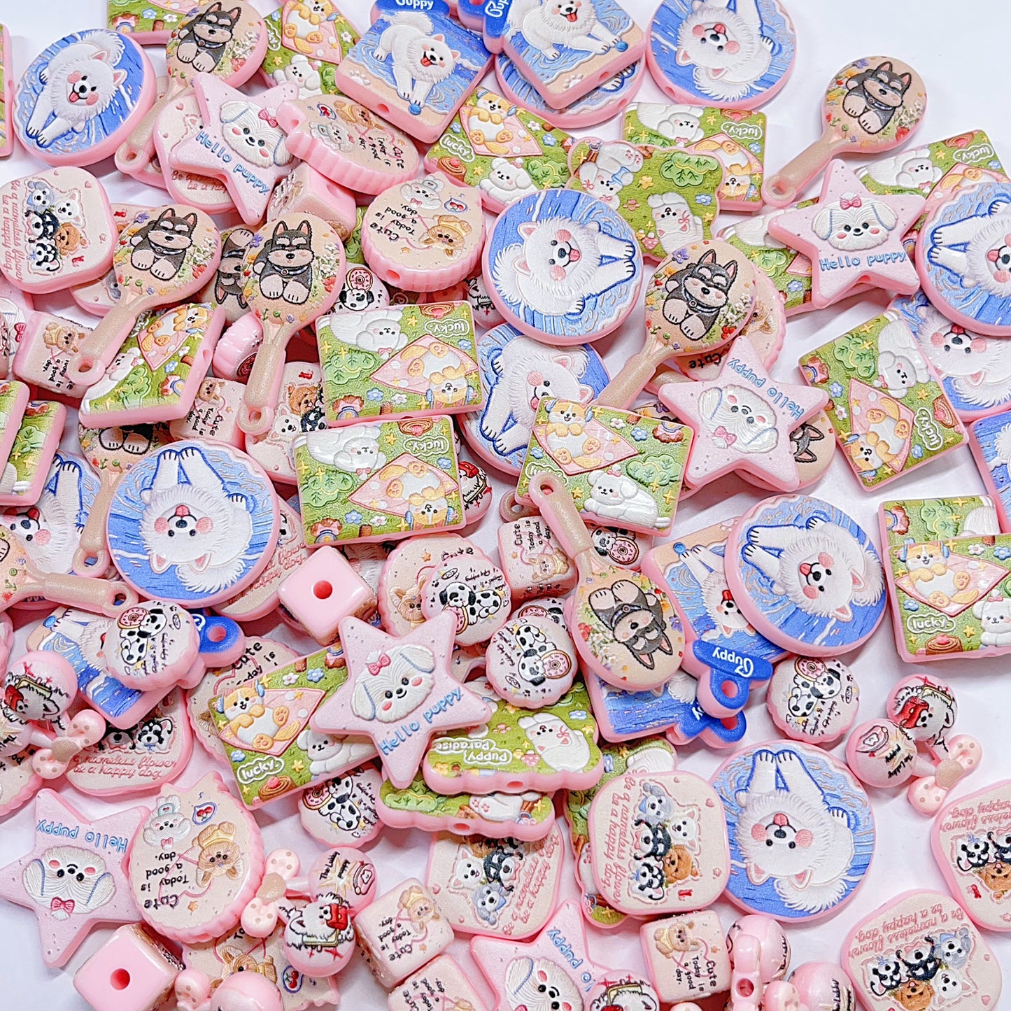 【特別奉仕品】ワンワン大会ー刺繍デザイン　レリーフ加工ビーズ