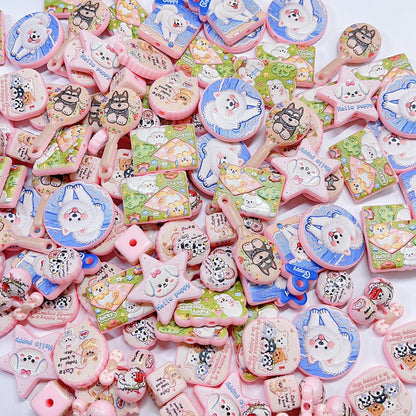 【特別奉仕品】ワンワン大会ー刺繍デザイン　レリーフ加工ビーズ