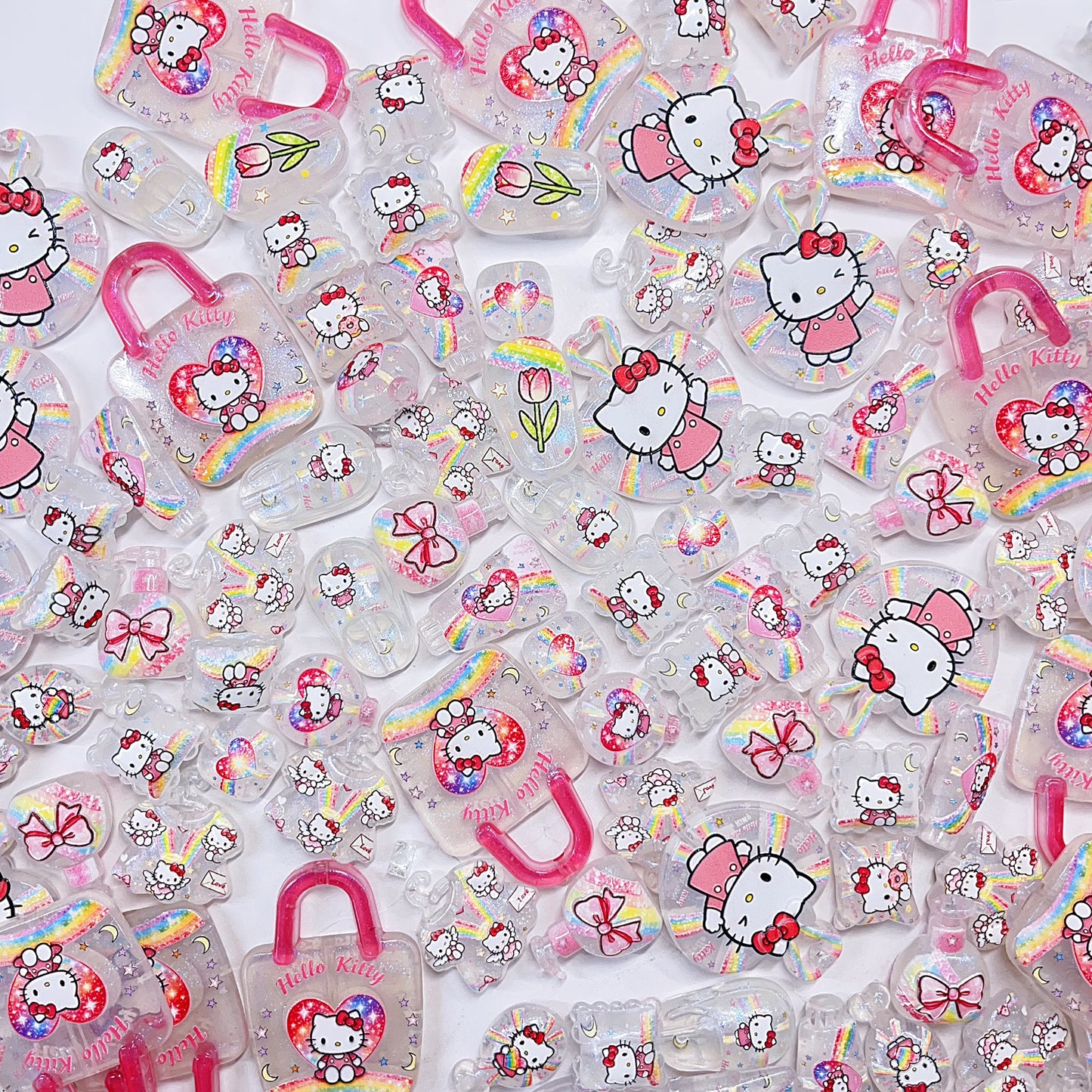 【特別奉仕品】虹キティーレリーフ加工ビーズ　夜光