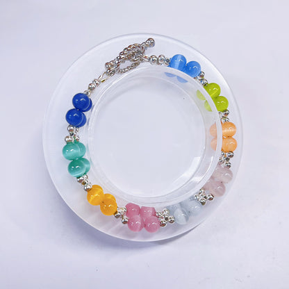 【BZ 974】彩り団子ー高品質キャツアイビーズ　ちゅるんちゅる　綺麗な光沢　6mm