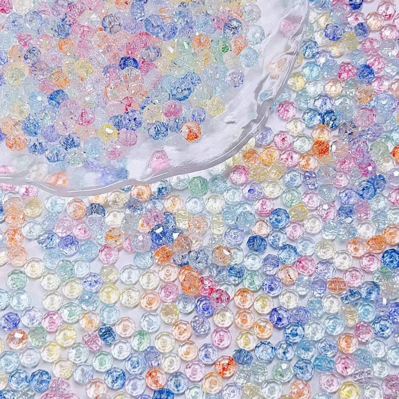 【BZ 989】【サングラスシリーズ】パステル星ー高品質爆裂柄稀土素材スターライトビーズ　高級感　おしゃれ　キラキラ多面カット　半透明　8ｍｍ　パステルカラーーNEW