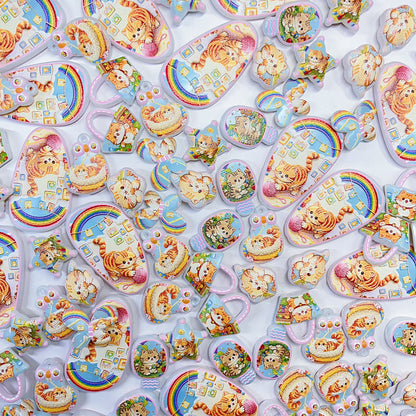 【特別奉仕品】遊びにゃんこー刺繍デザイン　レリーフ加工ビーズーNEW