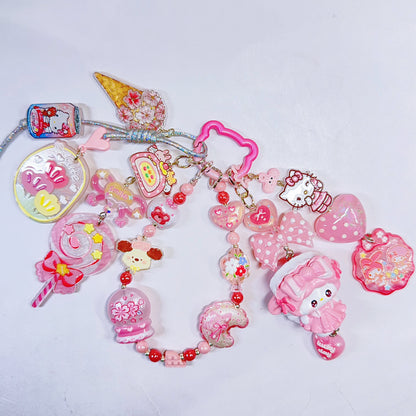 【BZ 995】ピンクデザートー高品質アクリルビーズ　レリーフ加工ビーズ（一部夜光）　プレート　小サイズMIX　小物マシマシ入りーNEW