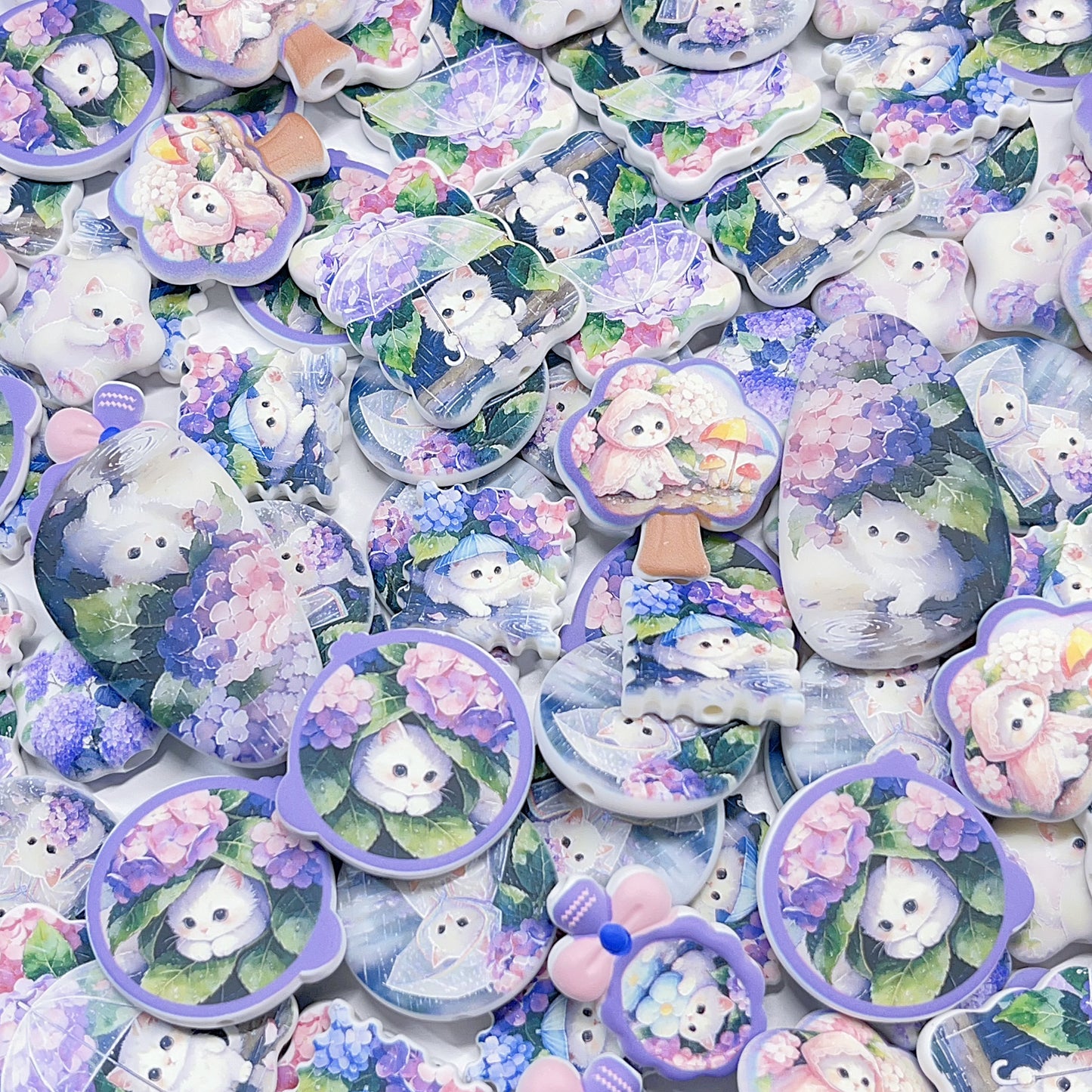 【特別奉仕品】紫陽花とにゃんこ【第二弾】－シルク手触り　マット感　滑らかな手触り　レリーフ加工ーNEW