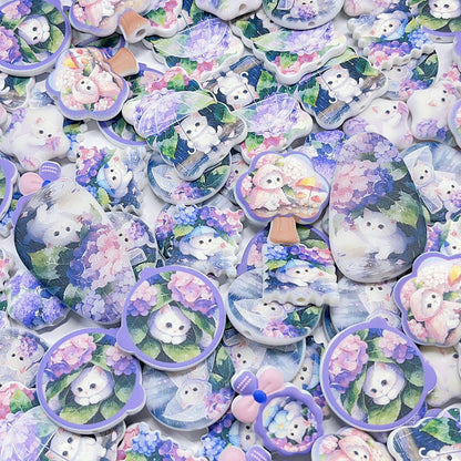 【特別奉仕品】紫陽花とにゃんこ【第二弾】－シルク手触り　マット感　滑らかな手触り　レリーフ加工ーNEW