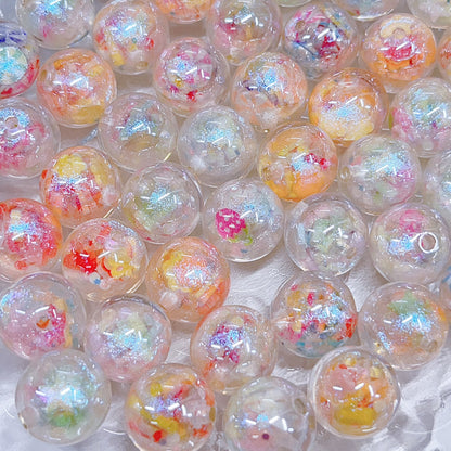 【BZ 1007】キャンディパーティーー高品質樹脂ビーズ　樹脂パーツ入り　ラメ入り　16ｍｍ　カラフル夜光ーNEW