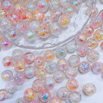 【BZ 1007】キャンディパーティーー高品質樹脂ビーズ　樹脂パーツ入り　ラメ入り　16ｍｍ　カラフル夜光ーNEW