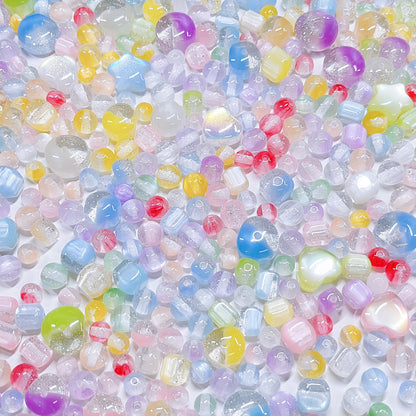 【BZ 1009】煌めきの宝石ー高品質樹脂ビーズ(一部カラーチェンジ)  シルバーキラキララメ入り　ちゅるんちゅるん　8mm10mm  パステルカラーーNEW