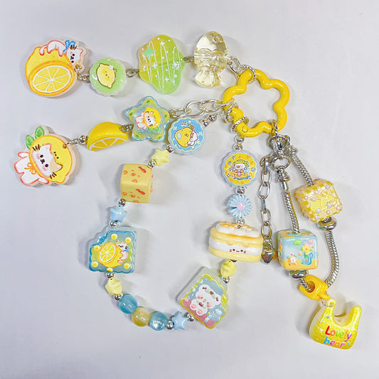 【BZ 1017】さっぱりレモンー高品質アクリルビーズ　レリーフ加工ビーズ（一部夜光）　小サイズMIX　合わせやすい　可愛いビーズもりもりーNEW