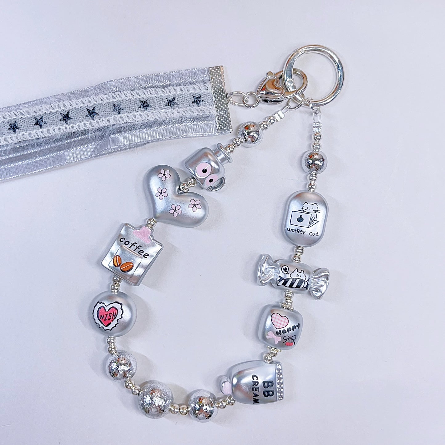 【BZ 1029】キュートシルバーー高品質アクリルビーズ　マットシルバー　豊かなデザイン－NEW
