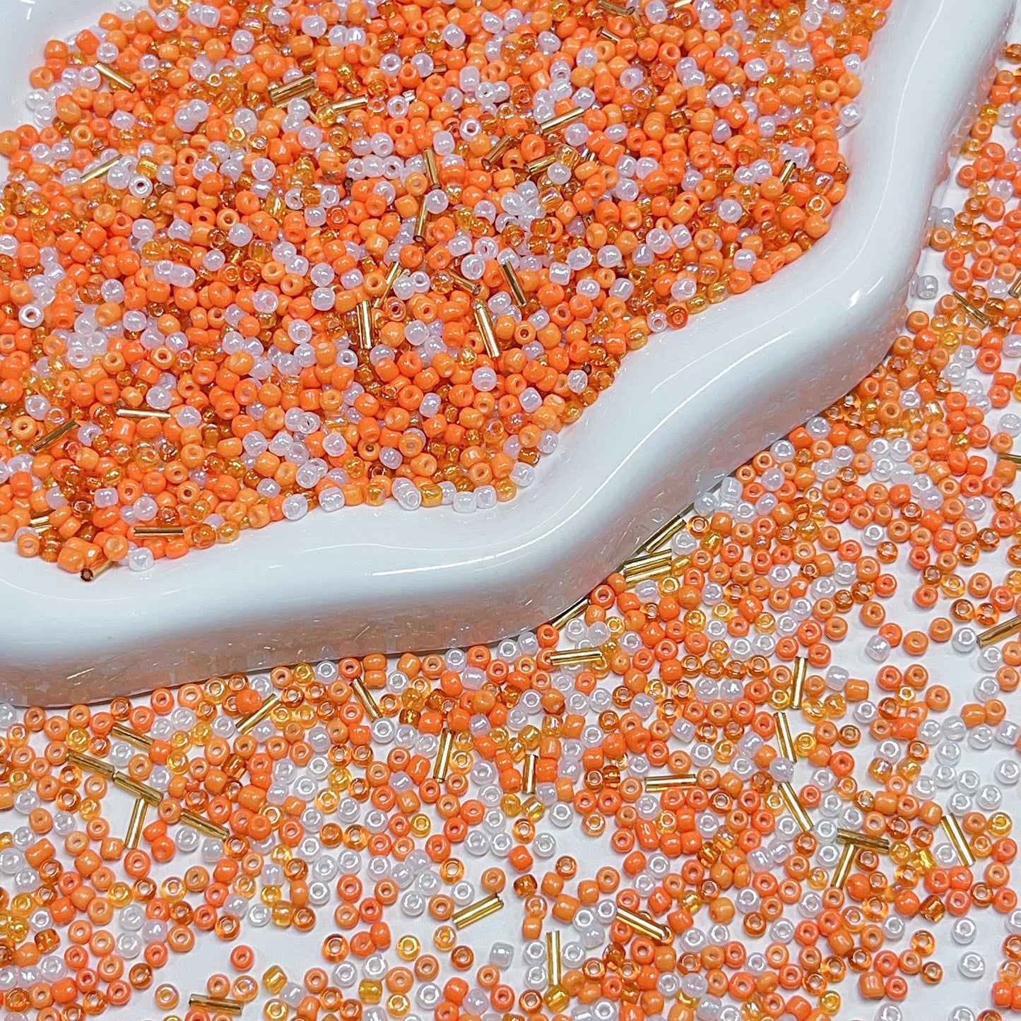 【BZ 1034】ちびオレンジー高品質ガラスビーズ　ちびビーズ　 飾り用  万能ビーズ　3ｍｍ－NEW