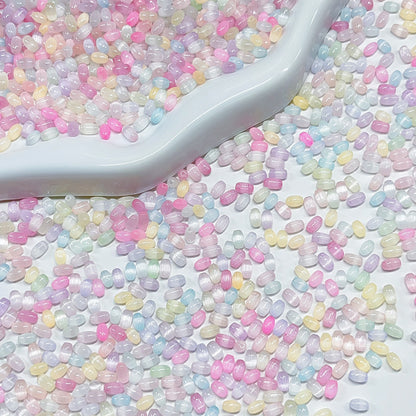【BZ 1035】ちびおこめちゃんー高品質キャツアイビーズ　ちゅるんちゅるん　 飾り用  万能ビーズ　パステルカラー－NEW