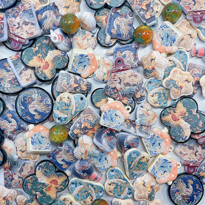 【特別奉仕品】刺繍鳳凰ー刺繍デザイン　レリーフ加工ビーズーNEW