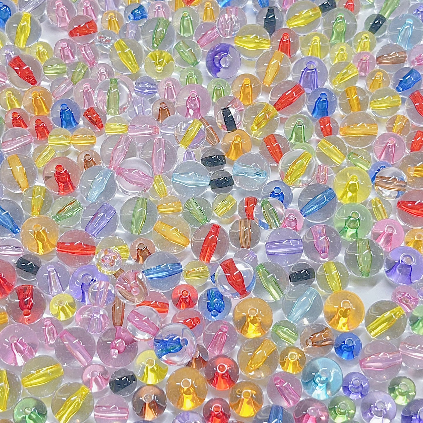 【BZ 1045】虹色キャンディー高品質芯染めタイプちゅるんちゅるんアクリルビーズ　ビビットカラー　透明感　飾り用　8/10/12ｍｍーNEW