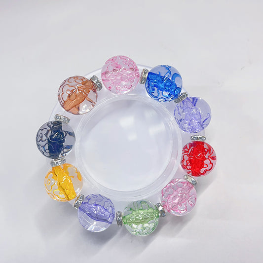 【BZ 1054】カラフルな梅の花ー高品質芯染めタイプちゅるんちゅるんアクリルビーズ　ビビットカラー　透明感　飾り用　18mmーNEW