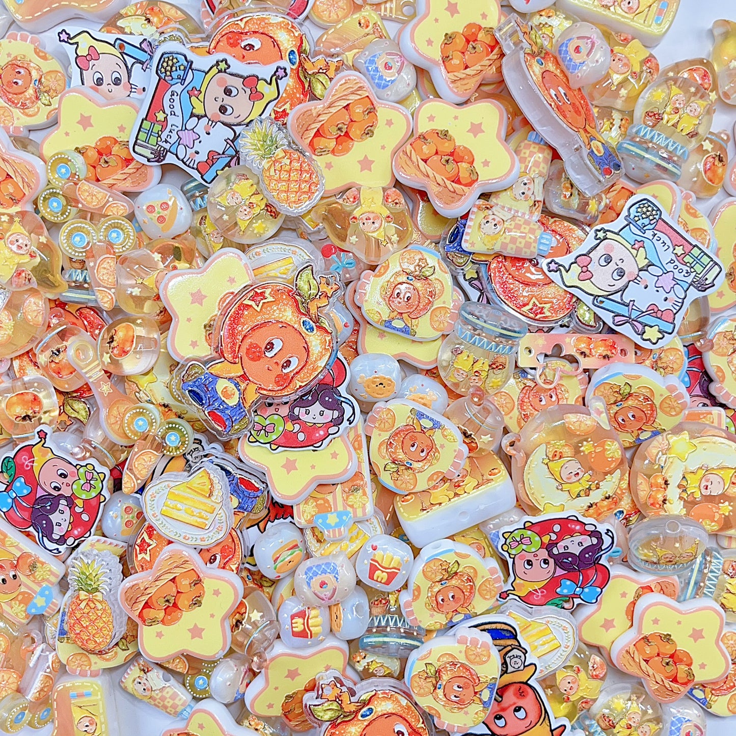 【BZ 1063】スターちゃんー高品質アクリルビーズ　レリーフ加工ビーズ　小サイズMIX　豊かなデザインーNEW