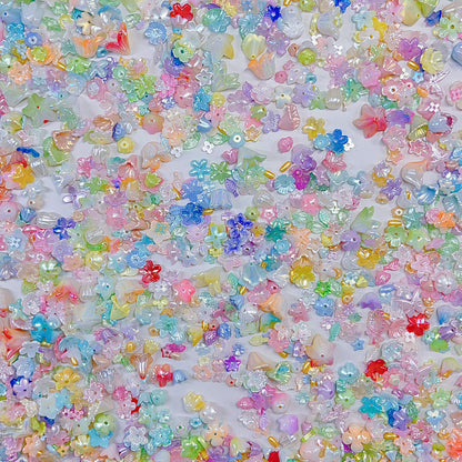 【BZ 1086】満開フラワーー高品質アクリルビーズ（一部メッキ加工）　カラフル　飾り用　万能ビーズーNEW